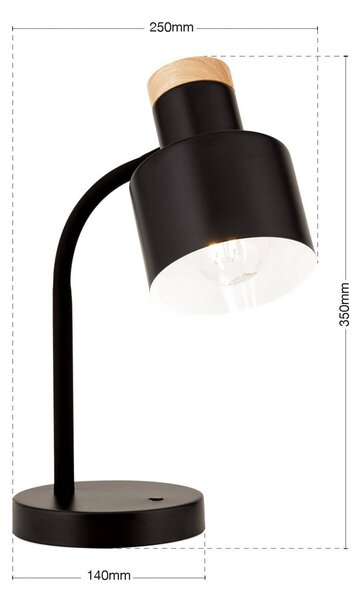 ORION Stolní lampa Gili, černá matná, ocel, výška 35 cm, E27, Černá, Obývací pokoj / jídelna, kov, Moderní
