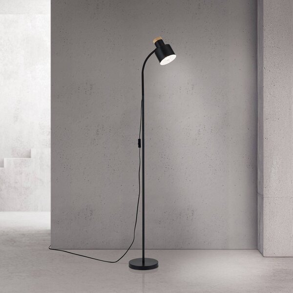 ORION Stojací lampa Gili, černá matná, ocel, výška 150 cm, E27, Černá, Obývací pokoj / jídelna, kov, Moderní, Lampička na čtení