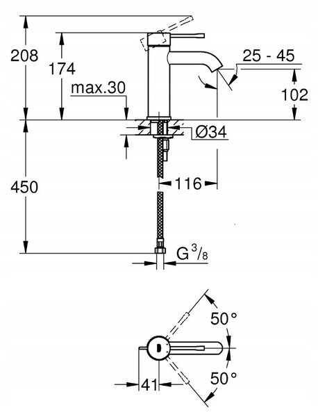 Grohe Essence stojánková umyvadlová baterie cool sunrise 23590GL1