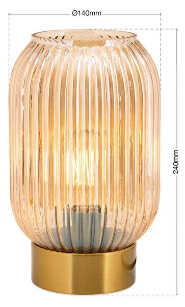 ORION Stolní lampa Carneval, jantarová, sklo, výška 23,5 cm, E27, Krémová / jantar, Obývací pokoj / jídelna, Sklo