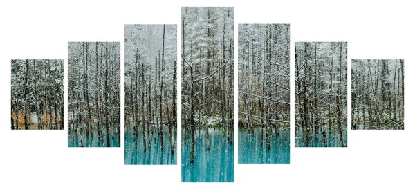 Obraz - Tyrkysový rybník, Biei, Japonsko (210x100 cm)