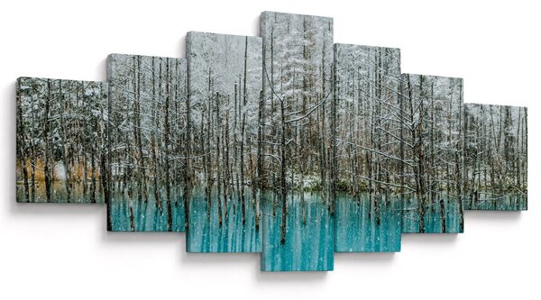 Obraz - Tyrkysový rybník, Biei, Japonsko (210x100 cm)
