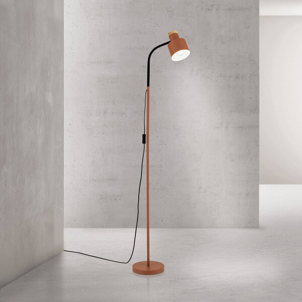 ORION Stojací lampa Gili, ocel, korálově červená, výška 150 cm, E27, Červená, Obývací pokoj / jídelna, kov, Moderní, Lampička na čtení