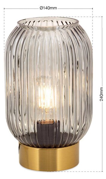 ORION Stolní lampa Carneval, kouřově šedá, sklo, výška 23,5 cm, E27, Hliník / šedá / zinek, Obývací pokoj / jídelna, Sklo