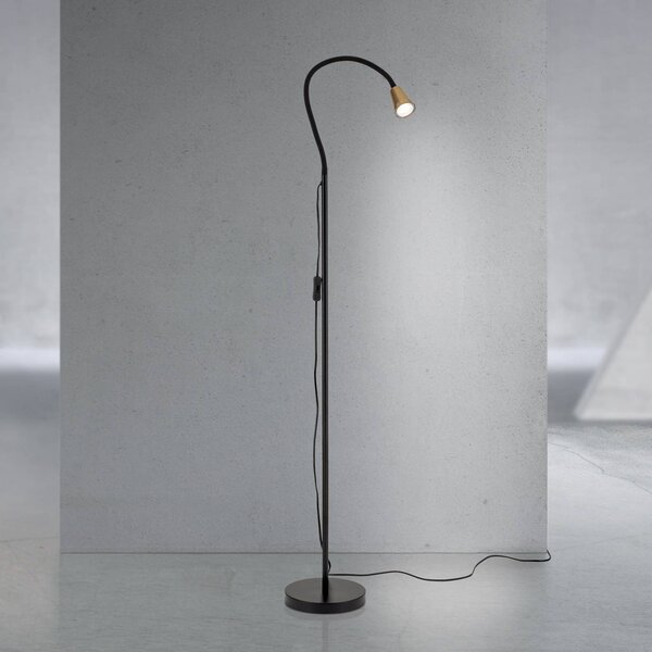 ORION Stojací lampa Dotty, mosazná, výška 145 cm, flexibilní rameno, GU10, Mosaz / zlato, Obývací pokoj / jídelna, kov, Moderní