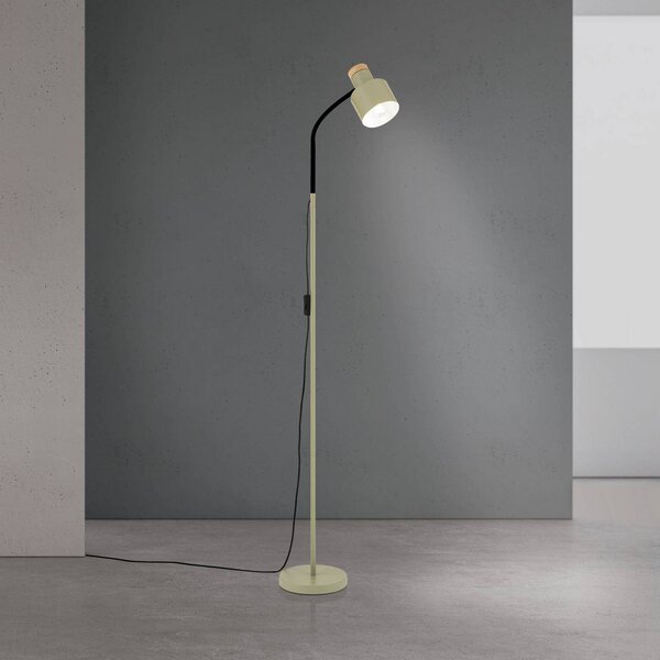 ORION Stojací lampa Gili, ocel, světle zelená, výška 150 cm, E27, Zelená, Obývací pokoj / jídelna, kov, Moderní, Lampička na čtení