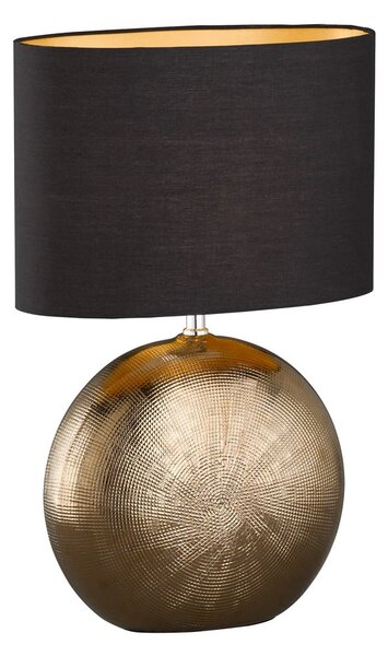 Keramická stolní lampa s textilním stínidlem v černo-bronzové barvě (výška 53 cm) Foro – Fischer & Honsel