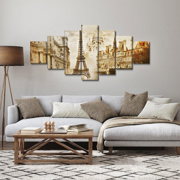 Obraz - Pařížské památky (210x100 cm)