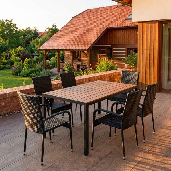 Vikio Zahradní ratanový set 140x80 pro 6 osob DT276-P2 přírodní
