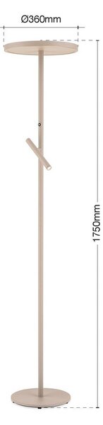 ORION LED stojací lampa Teide, khaki, kov, na čtení, stmívač, stmívatelný, Krémová / jantar, Obývací pokoj / jídelna, Hliník, Moderní