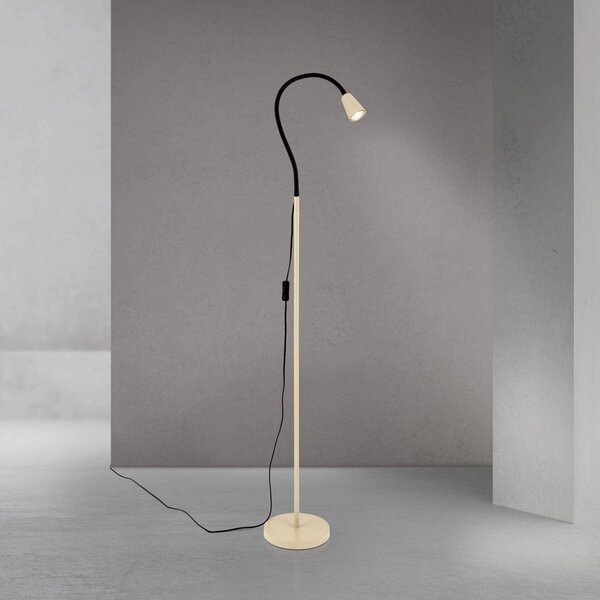ORION Stojací lampa Dotty, khaki, výška 145 cm, flexibilní rameno, GU10, Krémová / jantar, Obývací pokoj / jídelna, kov, Moderní