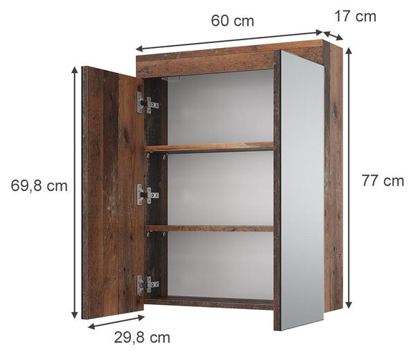 Koupelnová skříňka se zrcadlem Vicco Luna Oldstyle 60 x 77 cm, Model 54362