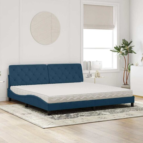 Postel s matrací modrá 200 x 200 cm samet 3208680