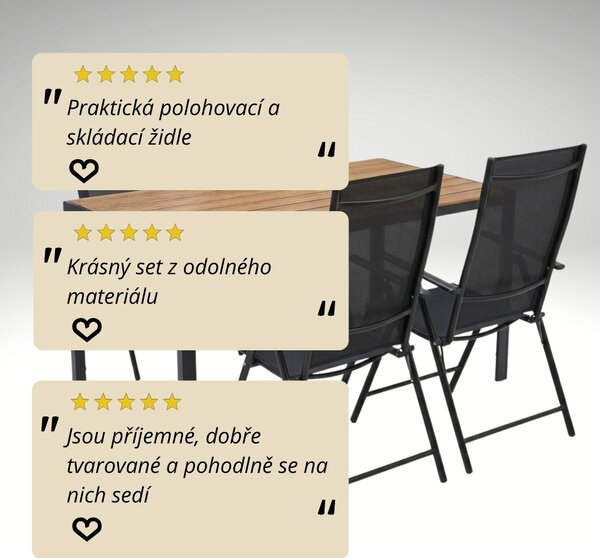 Vikio Zahradní set 140x80 pro 4 osoby skládací židle V134-P2 přírodní