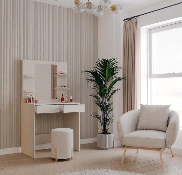 TP Living Toaletní stolek Marina 81 cm se zrcadlem kašmírový