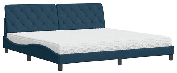 Postel s matrací modrá 200 x 200 cm samet 3208680