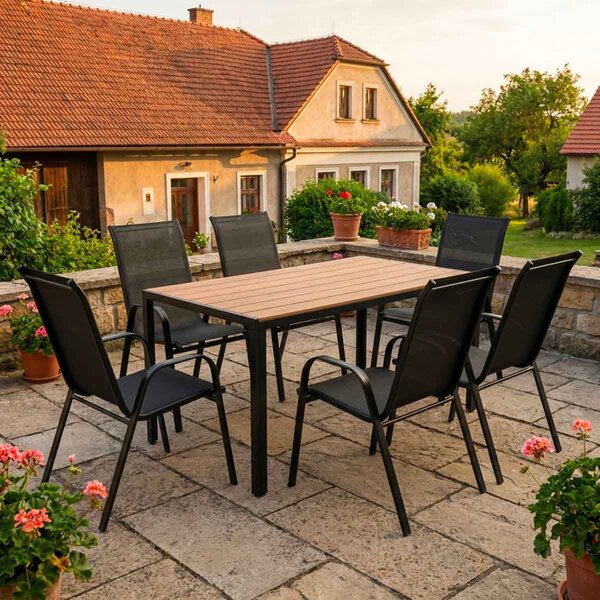 Vikio Venkovní zahradní set 140x80 pro 6 osob DK304-P2 přírodní