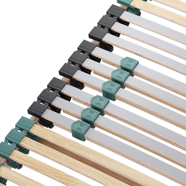 Lamelový rošt PREMIUM STRONG 90x200 cm – extra pevný prémiový lamelový rošt s nosností až 200 kg, 42 lamel, 7 zón, vyrobený z bukového a vyztuženého březového dřeva, pevné čelo, vyrobeno v Německu