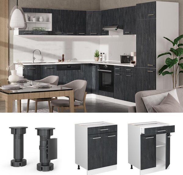 Spodní skříňka kuchyňské linky Vicco R-Line Černý beton 60 cm PD Mramor, Model 47621