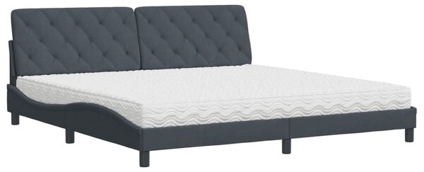 Postel s matrací tmavě šedá 200 x 200 cm samet 3208677