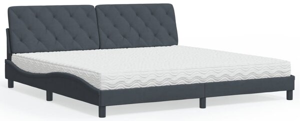 Postel s matrací tmavě šedá 200 x 200 cm samet 3208677