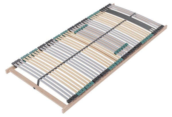Lamelový rošt PREMIUM STRONG 90x200 cm – extra pevný prémiový lamelový rošt s nosností až 200 kg, 42 lamel, 7 zón, vyrobený z bukového a vyztuženého březového dřeva, pevné čelo, vyrobeno v Německu