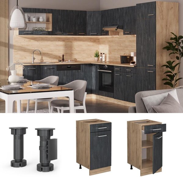Spodní skříňka kuchyňské linky Vicco R-Line Černý beton 40 cm PD Mramor, Model 47510