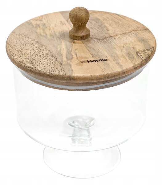 Podnos WOOD COLONY skleněná na nožce M 18x16 cm HOMLA