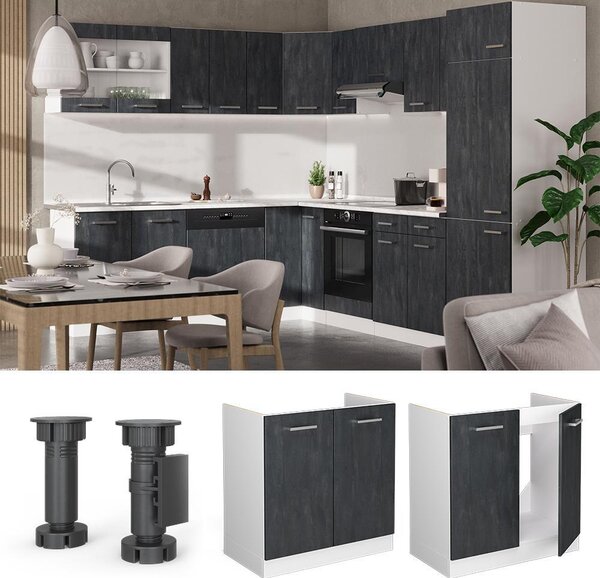 Skříňka pod dřez Vicco R-Line Černý beton 80 cm PD Antracit, Model 47623