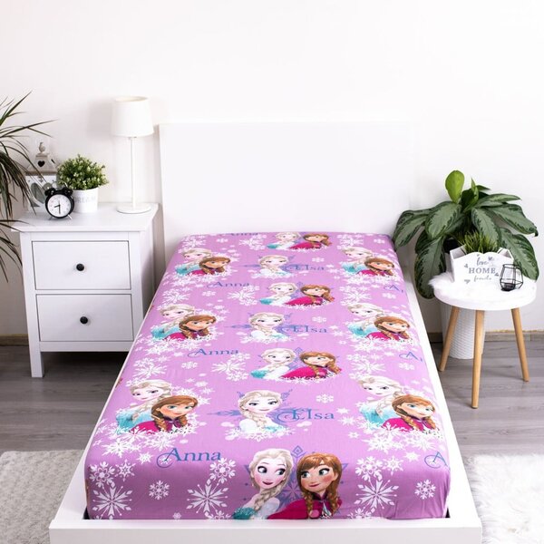 Napínací bavlněné dětské prostěradlo na jednolůžko 90x200 cm Frozen – Jerry Fabrics