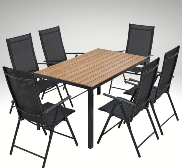 Vikio Zahradní set 140x80 pro 6 osob skládací židle V136-P2 přírodní