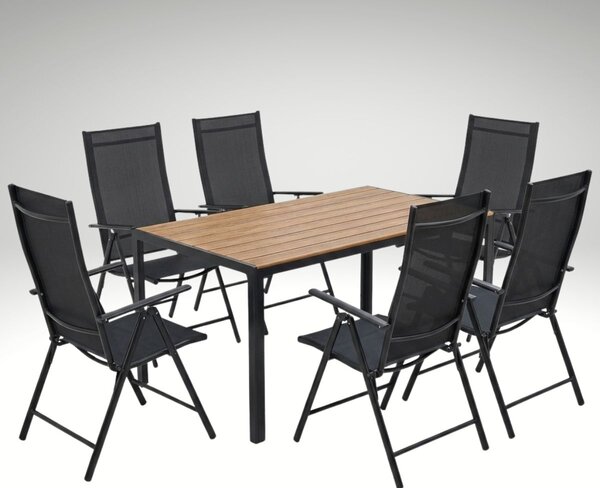 Vikio Zahradní set 140x80 pro 6 osob skládací židle V136-P2 přírodní