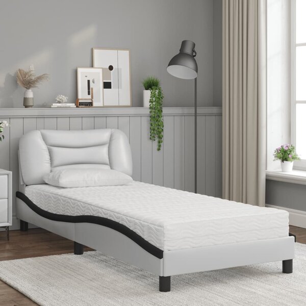 Postel s matrací Hvar bílá a černá 80 x 200 cm umělá kůže 3208688