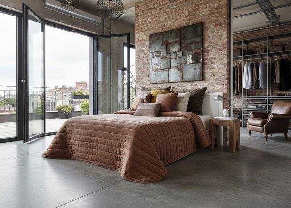 Textil Antilo Přehoz na postel Nantes Terra, terakotová, elegantní Rozměr: 250x270 cm