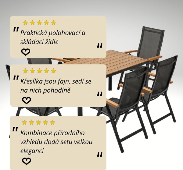 Vikio Zahradní jídelní set 140x80 pro 6 osob přírodní VZS210P6