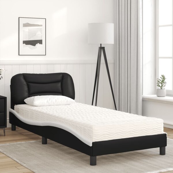 Postel s matrací Hvar černá a bílá 80 x 200 cm umělá kůže 3208687