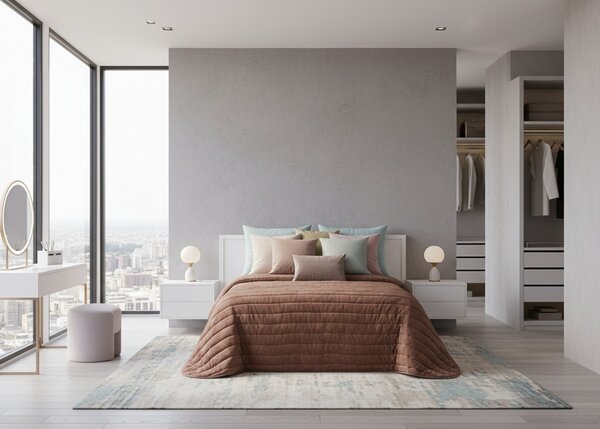 Textil Antilo Přehoz na postel Nantes Terra, terakotová, elegantní Rozměr: 250x270 cm