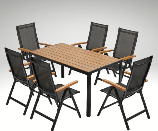 Vikio Zahradní jídelní set 140x80 pro 6 osob přírodní VZS210P6
