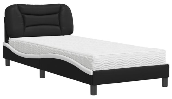 Postel s matrací Hvar černá a bílá 80 x 200 cm umělá kůže 3208687
