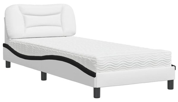 Postel s matrací Hvar bílá a černá 80 x 200 cm umělá kůže 3208688