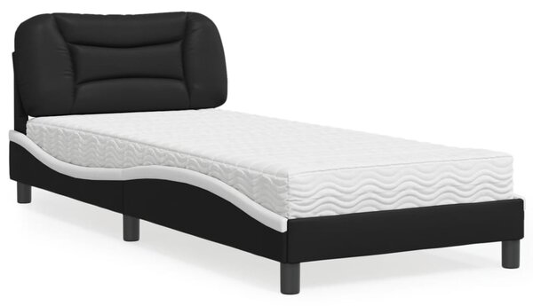 Postel s matrací Hvar černá a bílá 80 x 200 cm umělá kůže 3208687