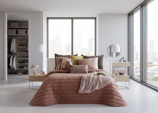 Textil Antilo Přehoz na postel Nantes Terra, terakotová, elegantní Rozměr: 250x270 cm