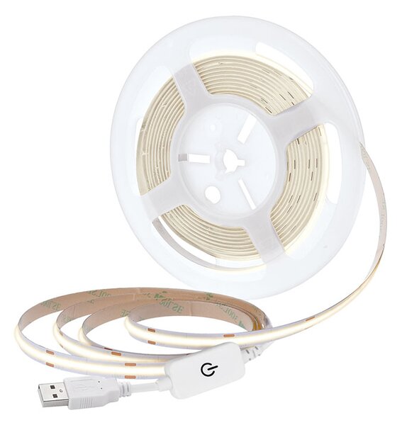 SOLIGHT LED COB pásek 3m 7W/m 500lm/m 4000K neutrální bílá USB napájení vypínač 8mm