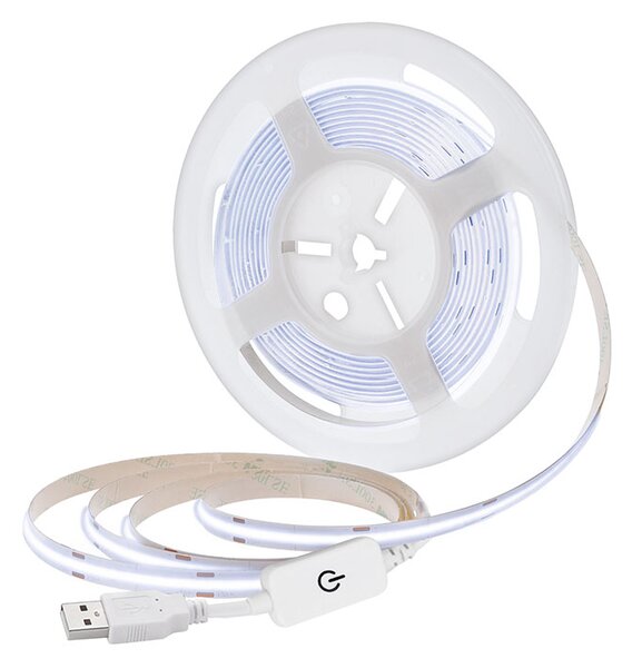 SOLIGHT LED COB pásek 3m 7W/m 500lm/m 6000K denní modrá USB napájení vypínač 8mm