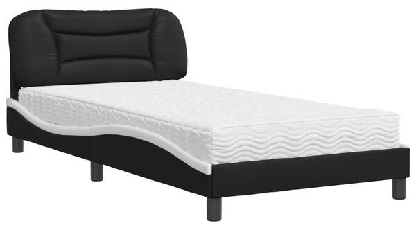 Postel s matrací Hvar černá a bílá 100 x 200 cm umělá kůže 3208708