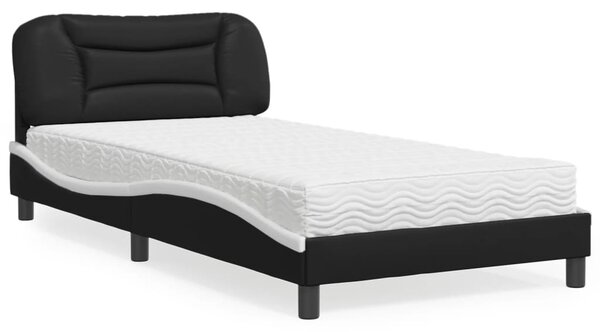 Postel s matrací Hvar černá a bílá 100 x 200 cm umělá kůže 3208708