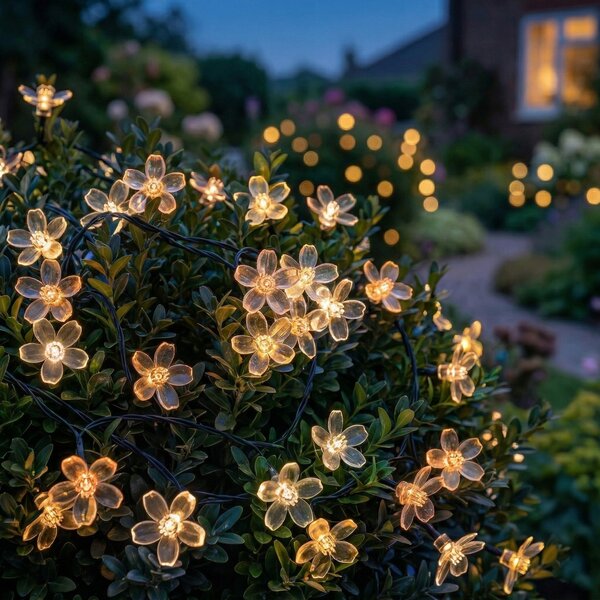 Smart LED Solární světelná girlanda květiny 10m 50xLED teplá bílá IP44