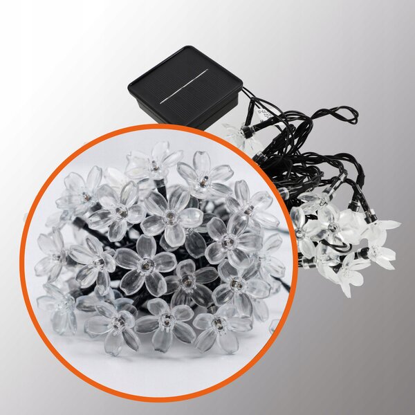 Smart LED Solární světelná girlanda květiny 10m 50xLED teplá bílá IP44