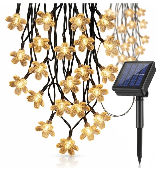 Smart LED Solární světelná girlanda květiny 10m 50xLED teplá bílá IP44
