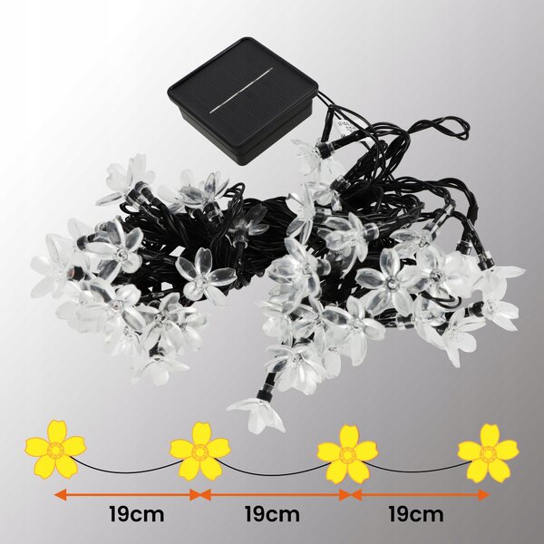 Smart LED Solární světelná girlanda květiny 10m 50xLED teplá bílá IP44